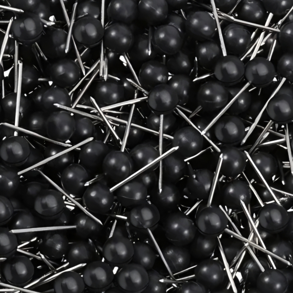 200pcs Pins, of 1/8-inch bulk map push pins,black tacks